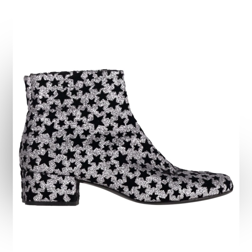 Saint Laurent Paris Star Print Ankle Boots | Size 37